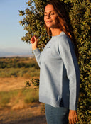 Jersey Celeste Cuello Caja Mujer