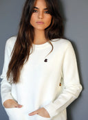 Jersey Blanco Roto Botones Mujer