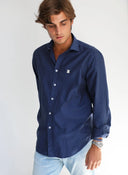 Camisa Pin Point Azul Hombre
