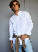 Camisa Blanca Oxford Cuello Botón Hombre