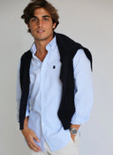 Chemise Homme Bleu Oxford À Pois