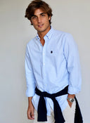 Camisa Azul Oxford Claro Cuello Botón Hombre