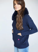 Chaqueta Azul Marino Cuello Pelo Desmontable Mujer