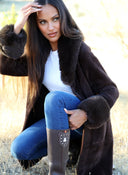 Abrigo Marrón Pelo Mujer