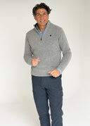 Jersey Gris Lambswool Cuello Cremallera Hombre