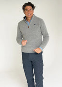 Jersey Gris Lambswool Cuello Cremallera Hombre