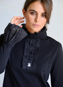 Blusa Cuello Volantes Negra Mujer