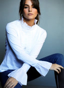 Blusa Cuello Volantes Blanca Mujer