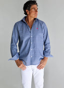 Camisa Azul Estampado Cachemir Hombre