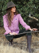 Camisa Cuadro Vichy Burdeos Volantes Mujer