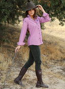 Camisa Cuadro Vichy Burdeos Volantes Mujer