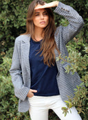Americana Cuadros Azul Mujer