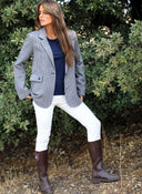 Americana Cuadros Azul Mujer