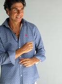 Camisa Azul Estampado Cachemir Hombre