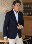 Americana Lana Desestructurada Azul Hombre