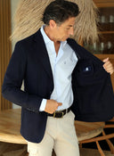 Americana Lana Desestructurada Azul Hombre