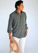 Camisa Verde Kaki Tencel Hombre