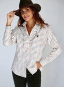 Camisa Cuadro Caza Pechera Volantes Mujer