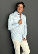 Camisa Celeste Tapeta e Hilo Azul Hombre