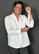 Camisa Oxford Blanca Cuello Botón Hombre