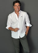Camisa Oxford Blanca Cuello Botón Hombre
