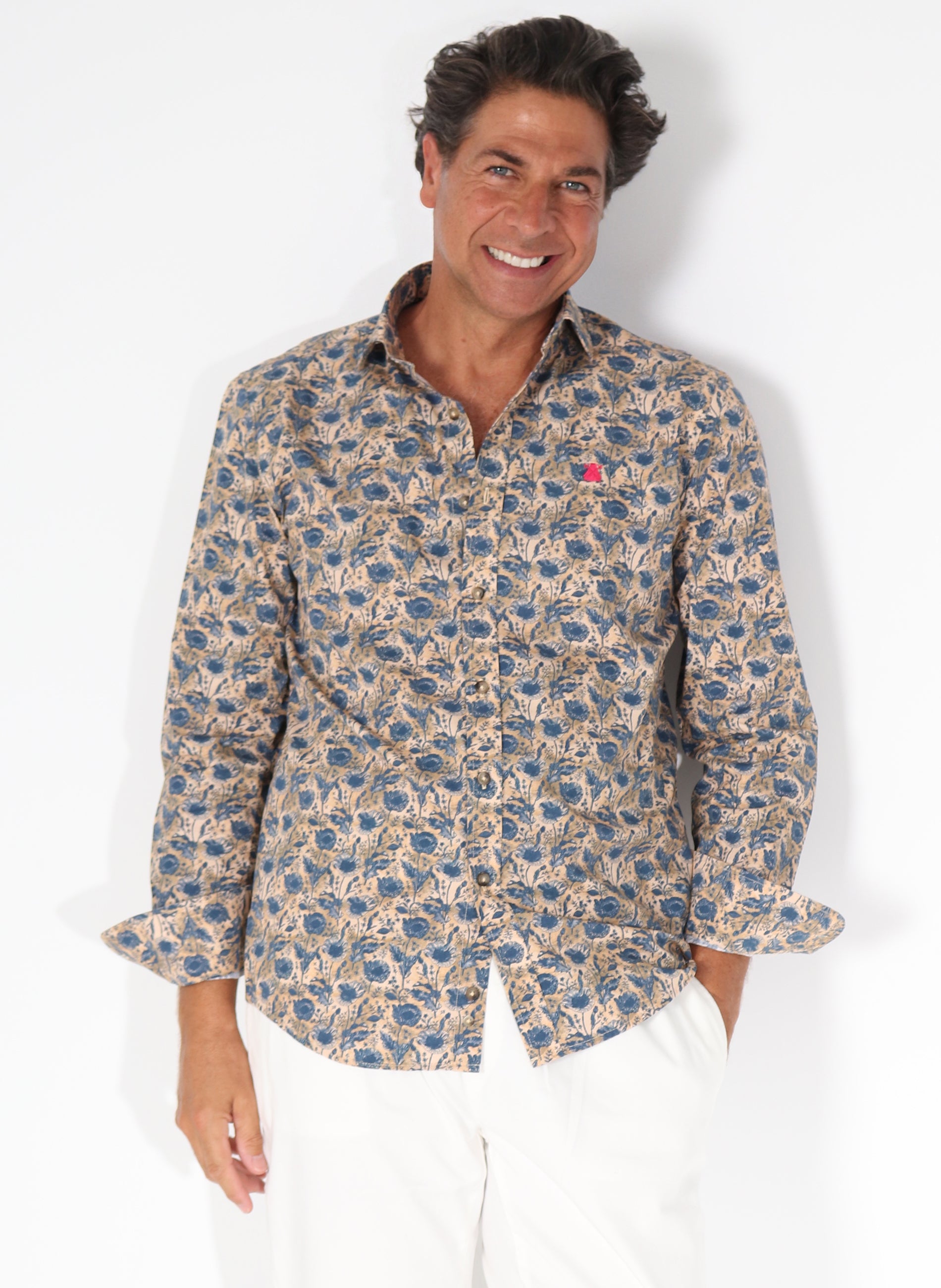 Chemise Homme Imprim Albero Et Fleurs Bleues El Capote