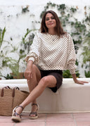 Sudadera Beige Lunares Negros Mujer
