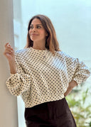 Sudadera Beige Lunares Negros Mujer