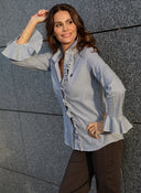 Camisa Cuadro Vichy Azul Villela Volantes