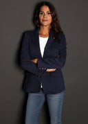 Americana Azul Botones Dorados Mujer