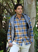 Camisa Villela Cuadros Azules/Mostaza Hombre