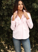 Camisa Rosa Pechera Volantes Mujer