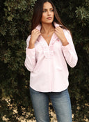 Camisa Rosa Pechera Volantes Mujer
