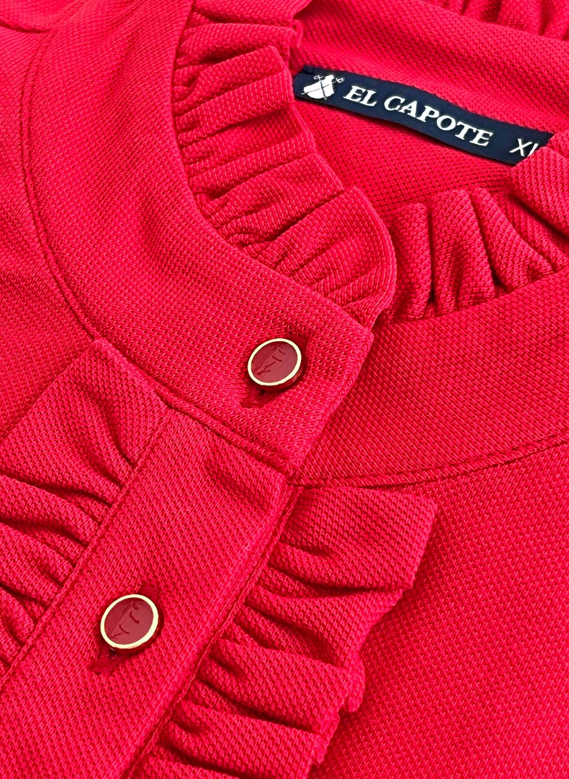 Rotes Damen-Poloshirt mit Rüschen