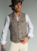 Chaleco Espiga Marron 4 Bolsillos Hombre