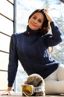 Jersey Mujer Azul de Ochos Cuello Alto Mujer