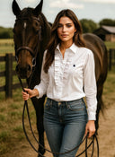 Camisa Blanca Pechera Volantes Mujer
