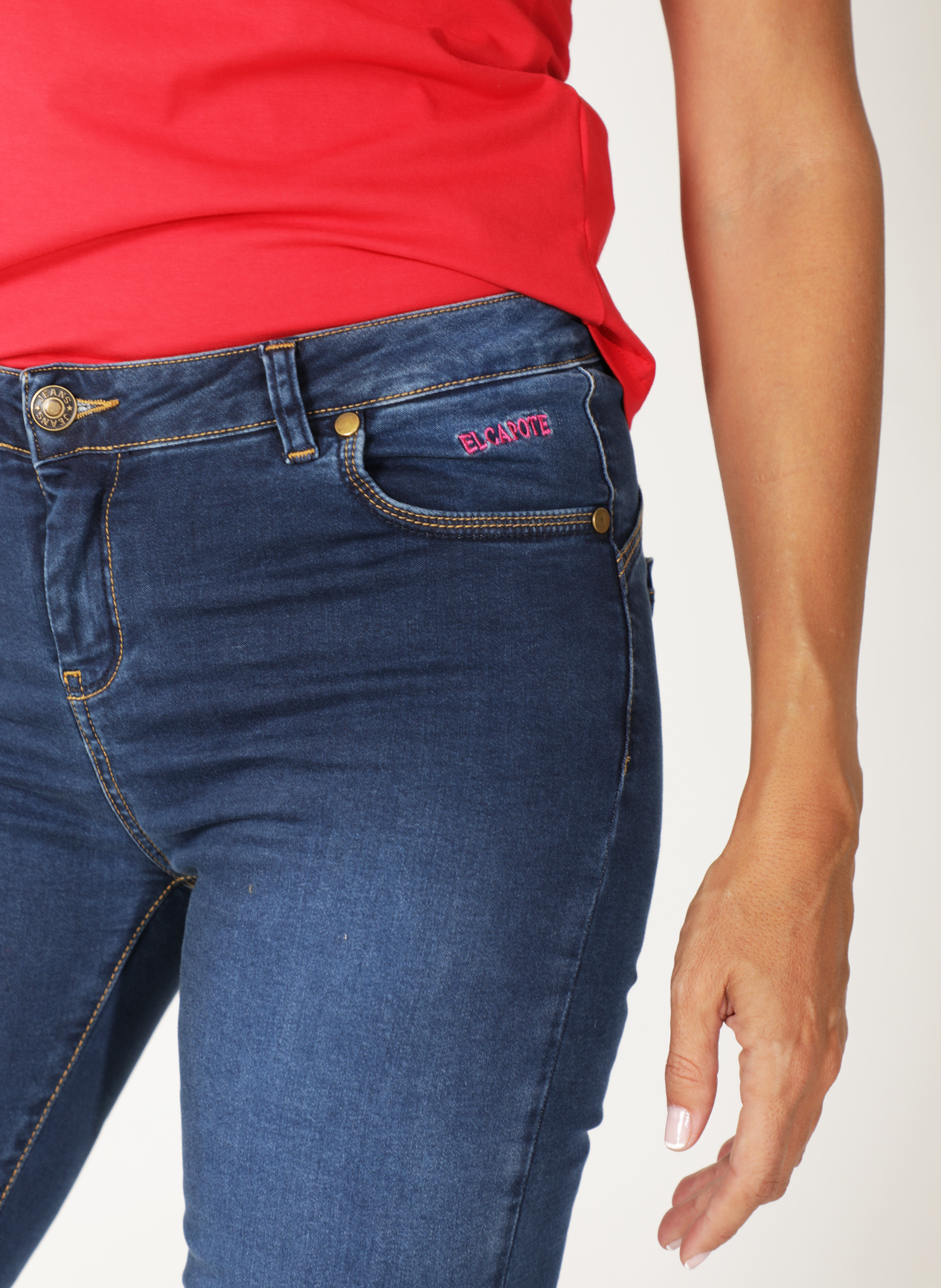 Dunkelblaue elastische Jeans für Damen
