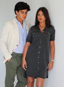 Vestido Gris Tencel Dos Bolsillos