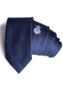 Cravate Bleu Marine Logo Blanc