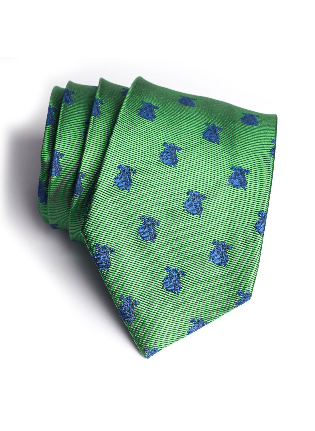 Grüne Krawatte mit marineblauen Logos