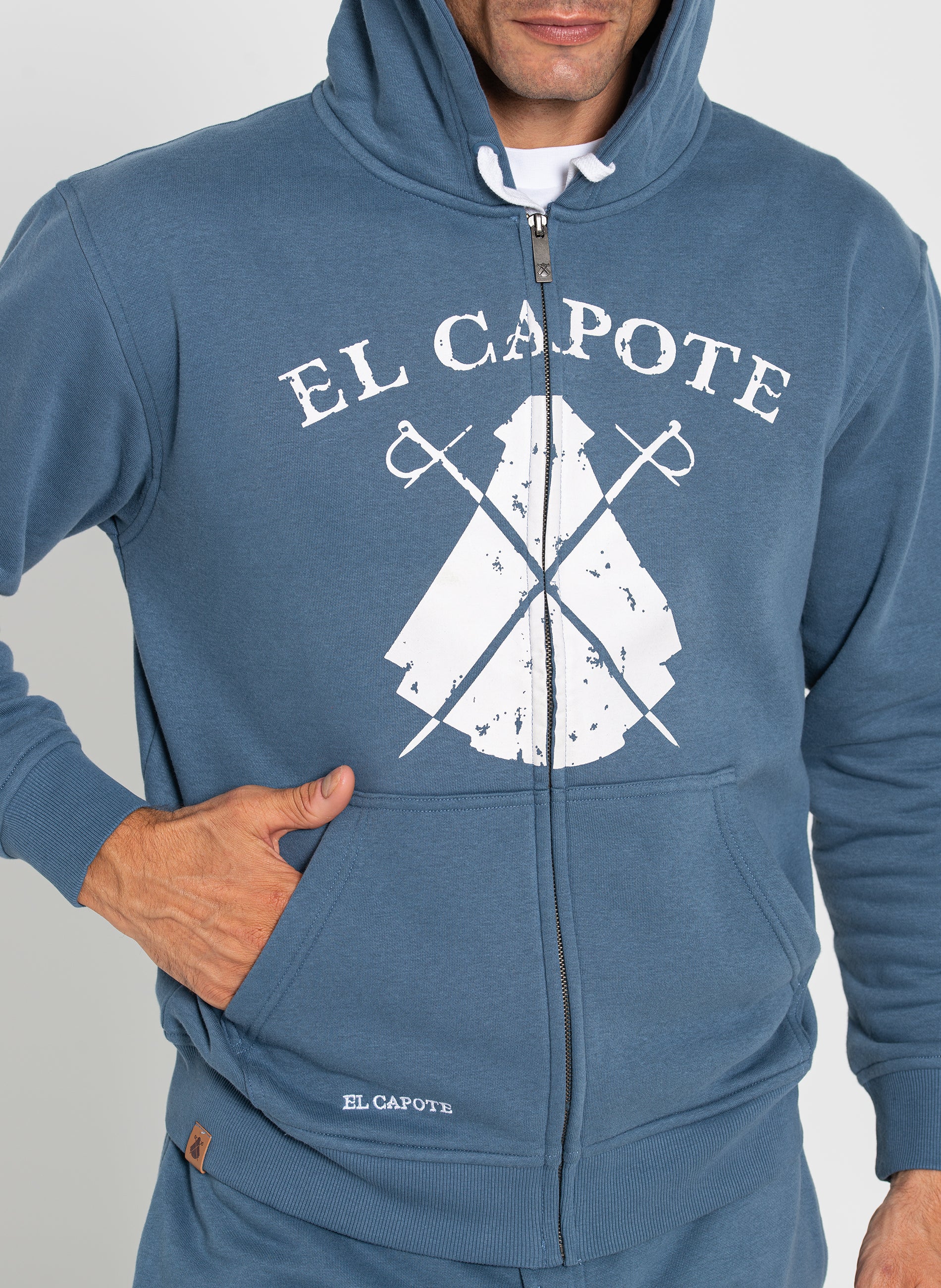 Sudadera Capucha con Cremallera Azul Lavanda Hombre – El Capote