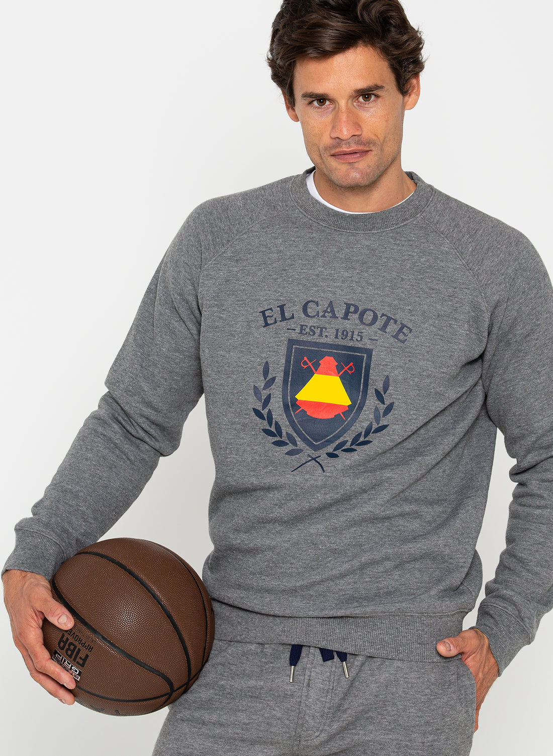 Gray Sweatshirt for Men Spain Round Neck