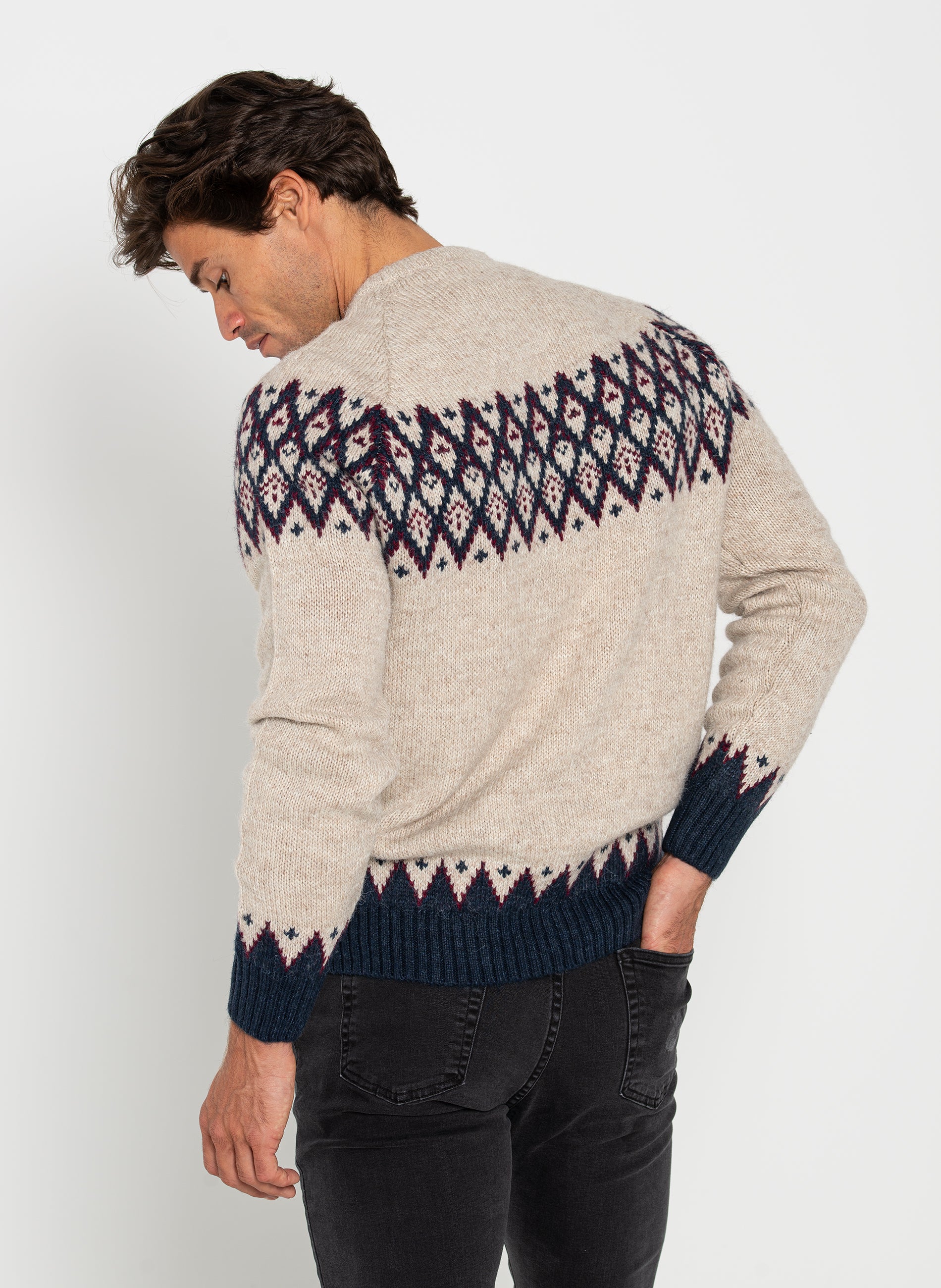 Greca Beige Men's Sweater