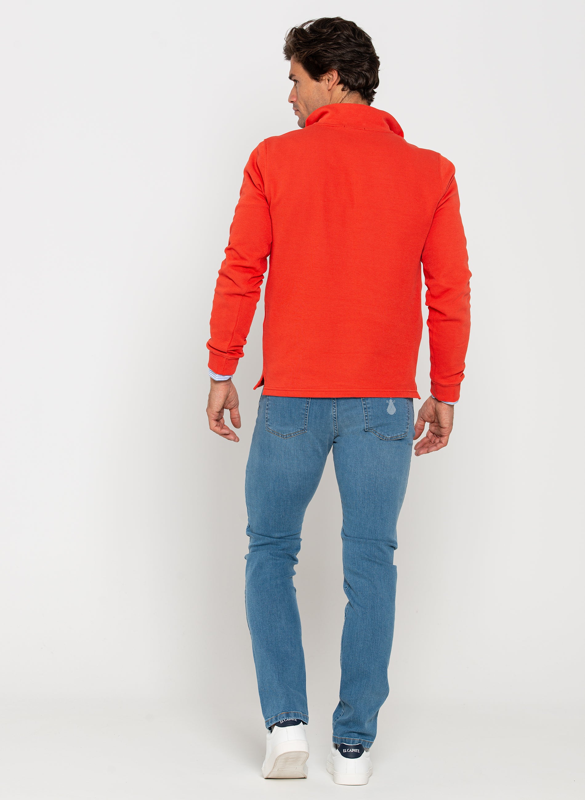 Orange Herren Kapuzenpullover mit Reißverschluss