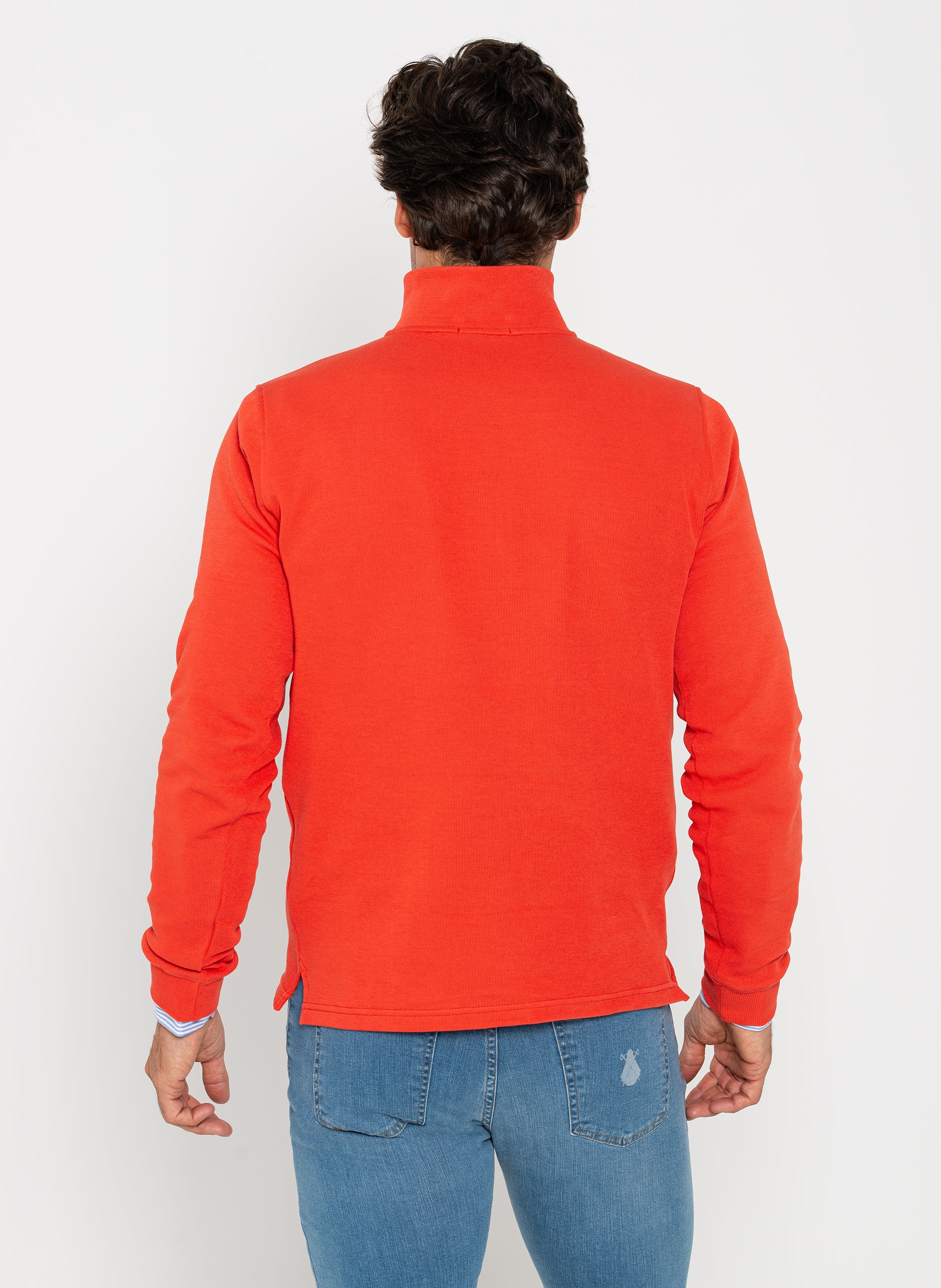 Orange Herren Kapuzenpullover mit Reißverschluss