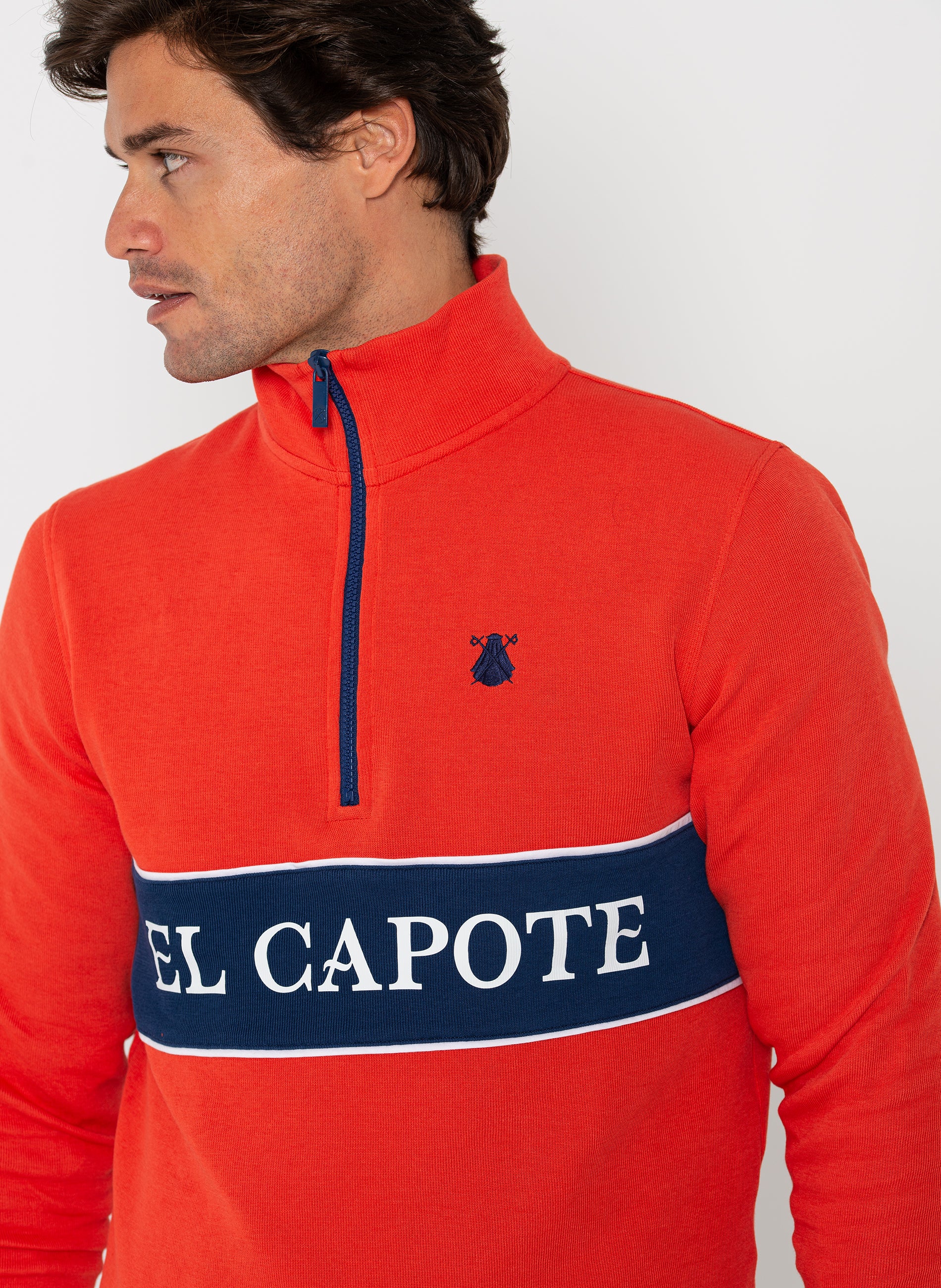 Sweat zippe orange pour homme