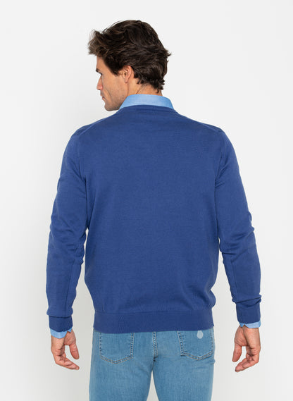 Men's V-Neck Sweater Cashmere Blue