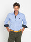 Camisa Hombre Azul Oxford lunares