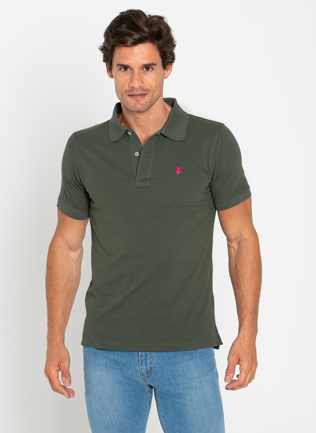 Men's Classic Green Forest Pink Capote Polo Shirt